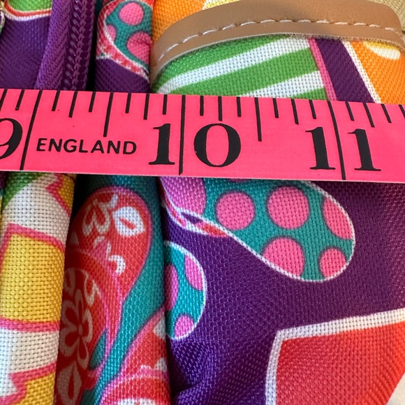 Lily Bloom cross-body purse with flip-flops and sun hats.Size 10 by 8 inches - Picture 6 of 8